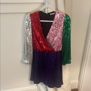 Alice + Olivia Multicolor Sequin Mini Dress